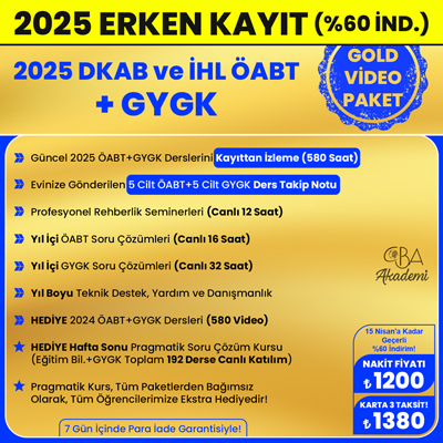 2025 DKAB + İHL ÖABT + GYGK VİDEO DERS (GOLD PAKET)