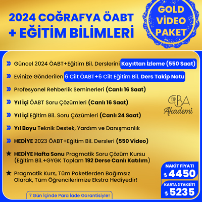 2024 COĞRAFYA ÖABT + EĞİTİM BİL. VİDEO DERS (GOLD PAKET)