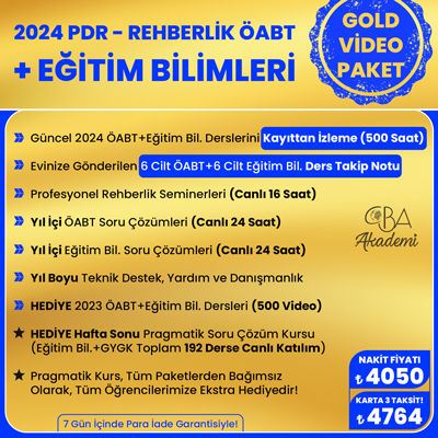 2024 PDR REHBERLİK ÖABT + EĞİTİM BİL. VİDEO DERS (GOLD PAKET)